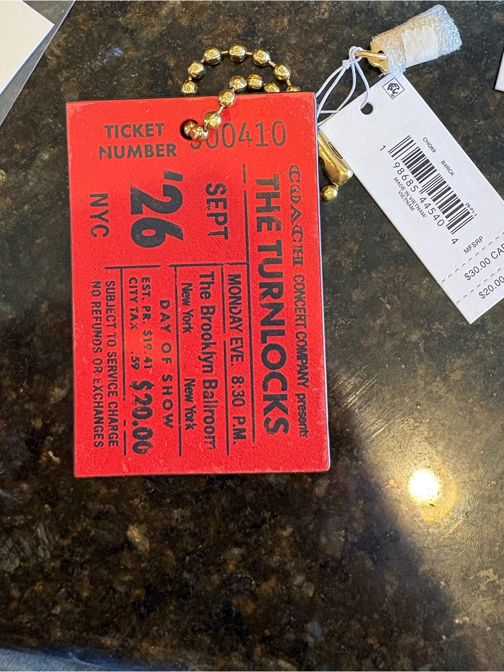 Coach Ticket bag charm